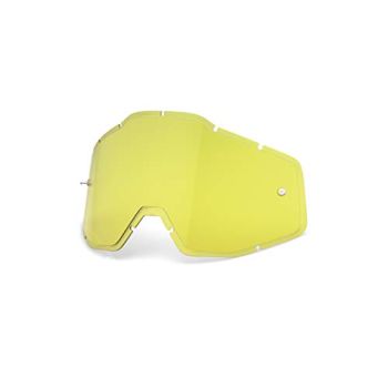 100% Goggle Replacement Lens - Racecraft 1, Accuri 1, Strata 1 Compatible (Injected Anti-Fog-HD Yellow)