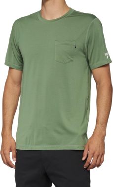 100% Mens Mission Casual Athletic Short Sleeve T-Shirt - Olive - Large