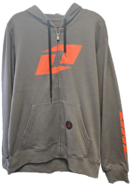 One Industries Mens Icon Full Zip Fleece Hoodie - Castlerock Gray/Orange - Small