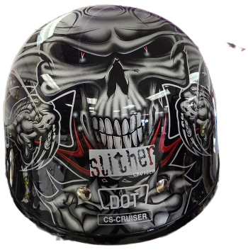 Castle Cruiser Slither Motorcycle Helmet - Gloss Black/Snakes & Skull - X-Small