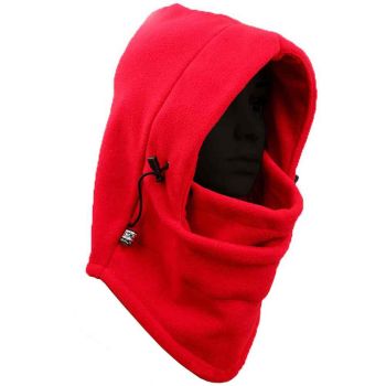 Adult Fleece Balaclava Hood Neck Warmer For Outdoors-Red
