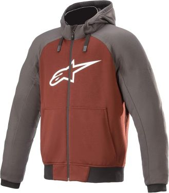 Alpinestars Mens Chrome Sport Street Motorcycle Hoodie - Gray/Burgundy - Small