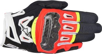 Alpinestars Mens SMX-2 Air Carbon v2 Motorcycle Gloves-Blk/Wht/Yell/Red-3X-Large