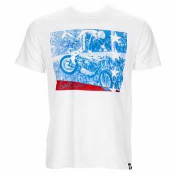 Bell Mens USA Evel Casual Short Sleeve T-Shirt - White - Small
