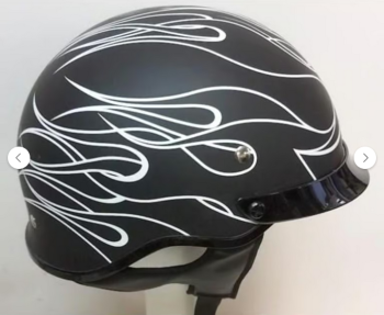 Castle Cruiser Burn Out Motorcycle Helmet - Flat Black/White Flames - Medium