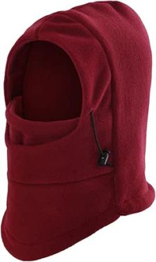 Adult Fleece Balaclava Hood Neck Warmer For Outdoors-Wine