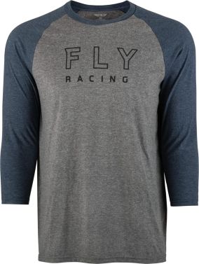 Fly Racing Mens Renegade Casual 3/4 Sleeve T-Shirt - Navy/Heather Grey - X-Large