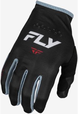 Fly Racing Youth Lite MX Motocross Gloves -Black/White/Denim Grey -Youth Medium