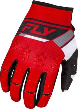 Fly Racing Youth Kinetic Prix MX Motocross Gloves - White/Red/Grey - Youth Small