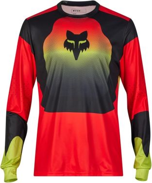 Fox Racing Mens Ranger Revise Long Sleeve MTB Jersey - Red/Yellow - Medium