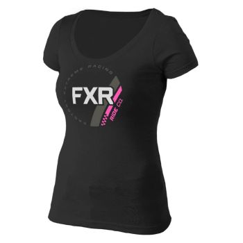 FXR Womens Ride Casual Short Sleeve T-Shirt - Black/Fuchsia - Small