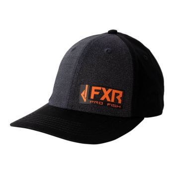 FXR Mens Cast Casual Flex Fit Hat - Charcoal Heather/Orange - Small/Medium