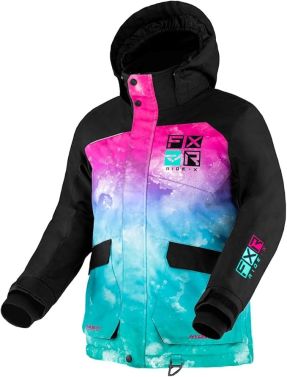 FXR Youth Winter Cold Weather Kicker Jacket - Minty Fresh Ink/Black - Youth 16