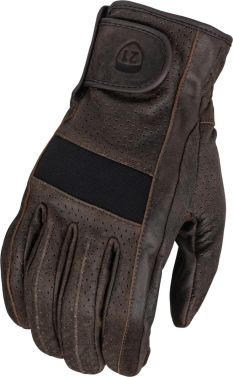 Highway 21 Mens Jab Perforated Leather Street Motorcycle Gloves - Brown - Medium