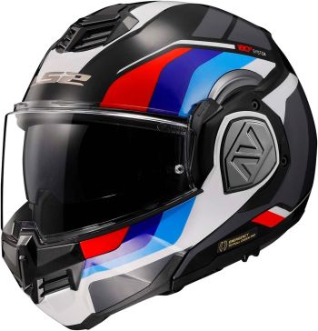 LS2 Adult Advant Modular Street Motorcycle Helmet - Black/Blue/Red - X-Small