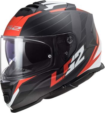 LS2 Adult Street Motorcycle Assault Helmet W/SunShield - Black/Red - X-Small