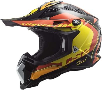 LS2 Adult Subverter Evo MX Off Road Motocross Helmet - Arched Black/Yellow/Orange - X-Small