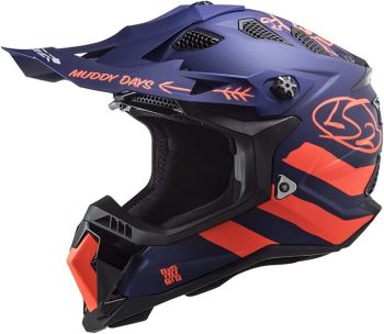 LS2 Adult Subverter Evo MX Motocross Helmet - Cargo Blue/Fluo Orange - X-Small