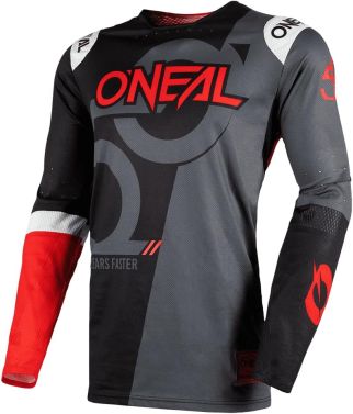 O'Neal Mens Prodigy Five Zero MX Motocross Jersey - Black/Neon Red - Medium