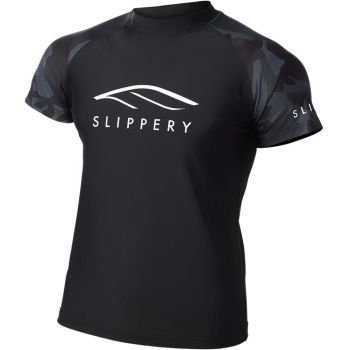 Slippery Black/Camo Mens Short Sleeve Rashguard