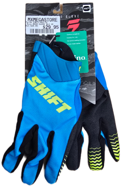 Shift Racing Mens Raid MX OffRoad Motocross Gloves - Blue - 2X