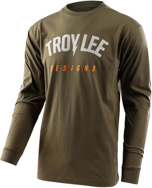 Troy Lee Designs Mens Bolt Casual Long Sleeve T-Shirt - Military Green - Small
