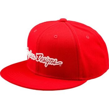 Troy Lee Designs Mens Signature Flat Bill SnapBack Hat - Red/White - One Size