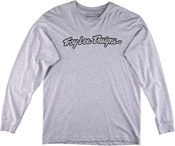 Troy Lee Designs Mens Signature Long Sleeve T-Shirt - Heather Gray - Medium