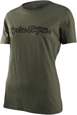 Troy Lee Designs Womens Short Sleeve Signature T-Shirt - Military Green - Large
