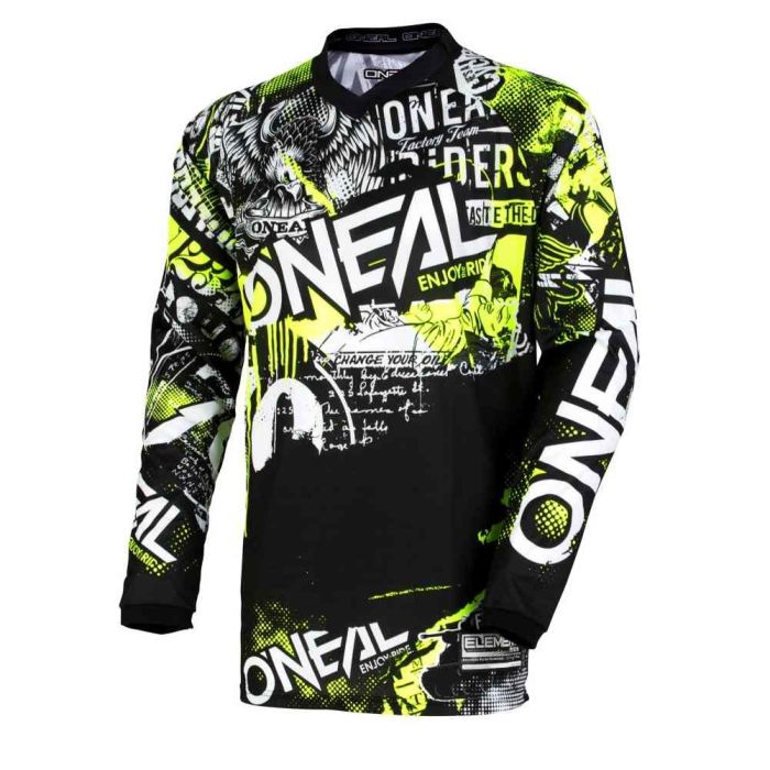 2021 O'Neal Element Kinder Jersey Attack Schwarz Trikot MX DH MTB BMX Motocross 