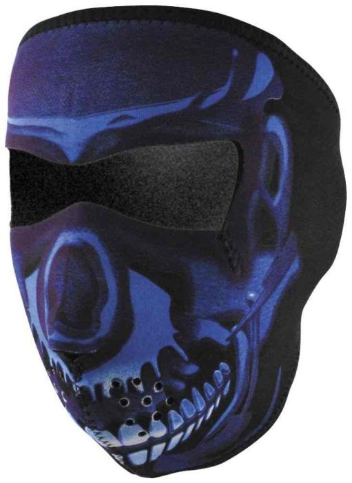 Zan Headgear Neoprene Full-Face Mask Blue Chrome Skull 