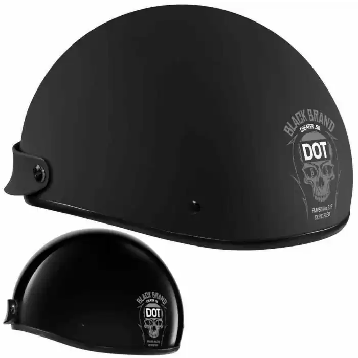 Black Brand Cheater .50 Mens Motorcycle Half Helmets
